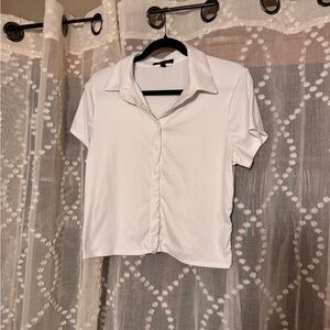 YMI White Button-Down Women's Shirt
